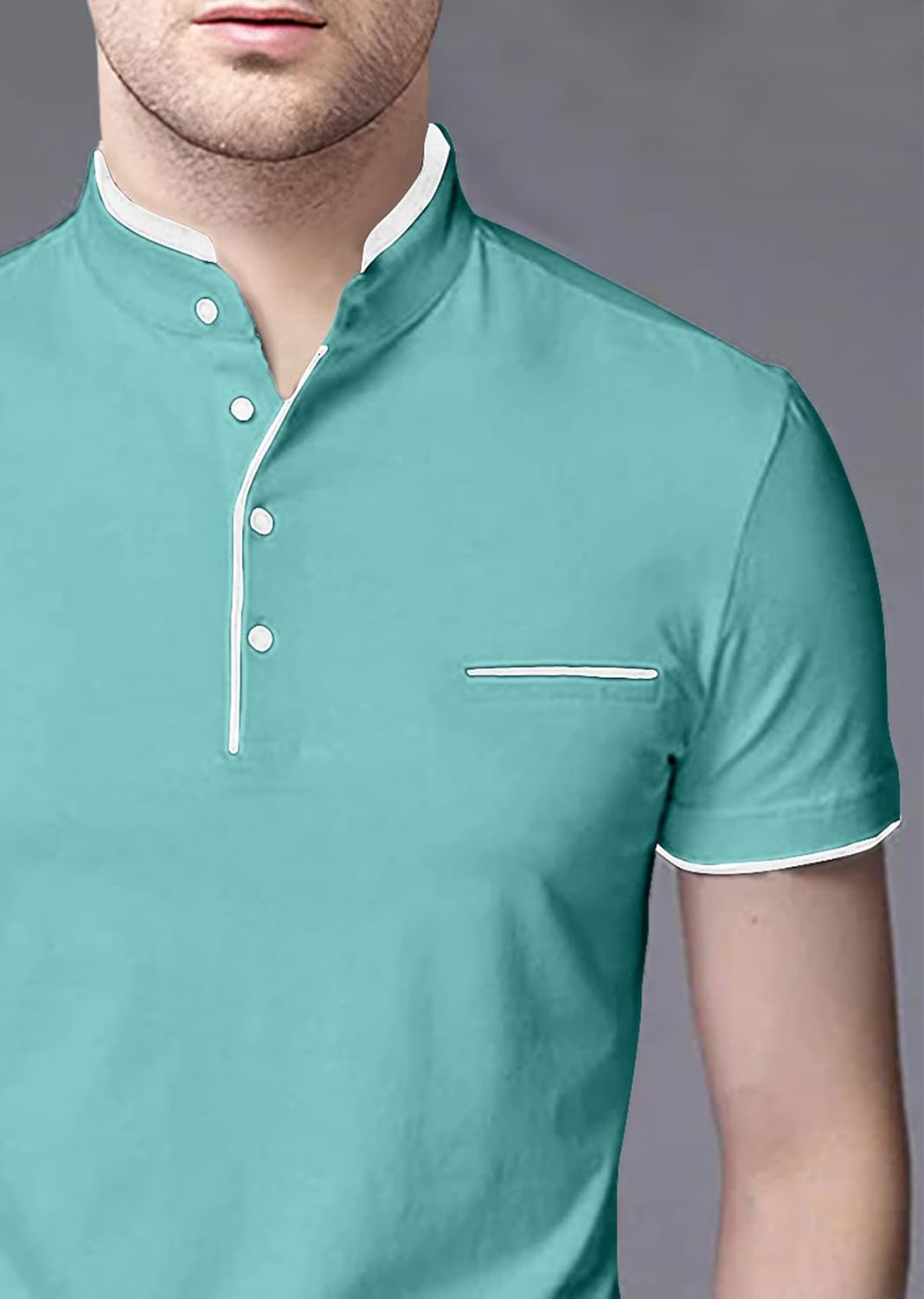 Half Sleeves Henley Regular Fit T-Shirt for Men - Image 4