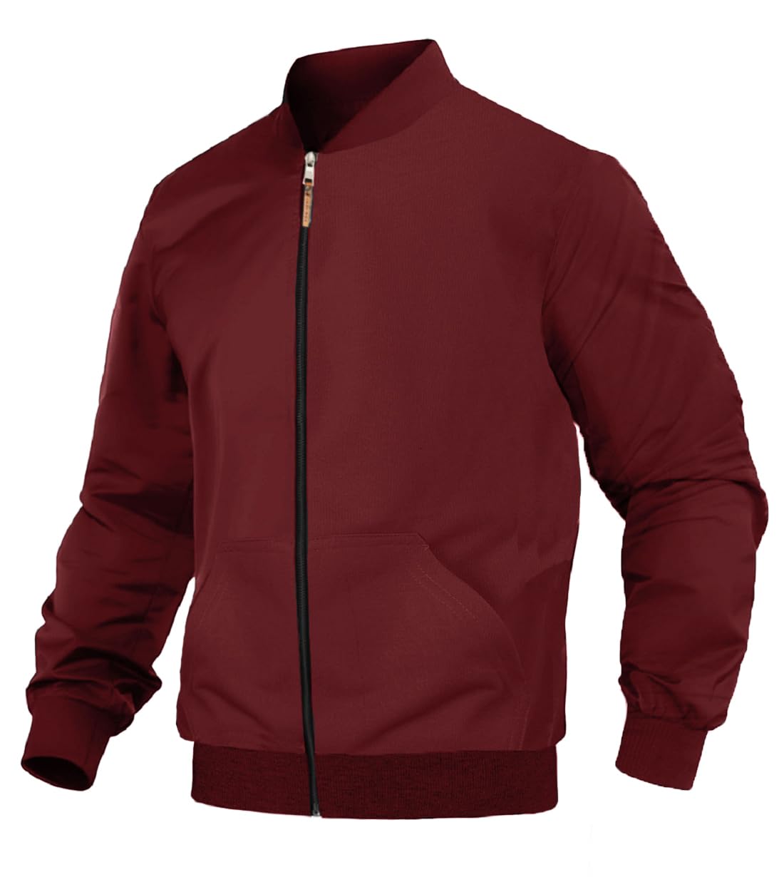 CASUAL JACKET for Men's Regular Fit Loopknit Bomber Jacket with Zipper Closure and 2 Side Pockets (Color Maroon) - Image 7