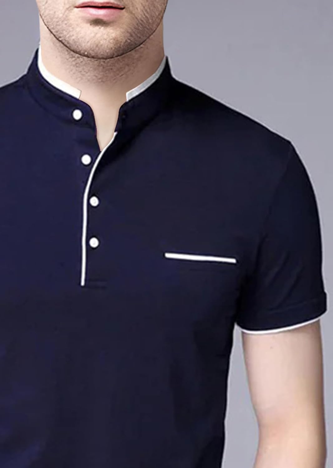 Half Sleeves Henley Regular Fit T-Shirt for Men - Image 9