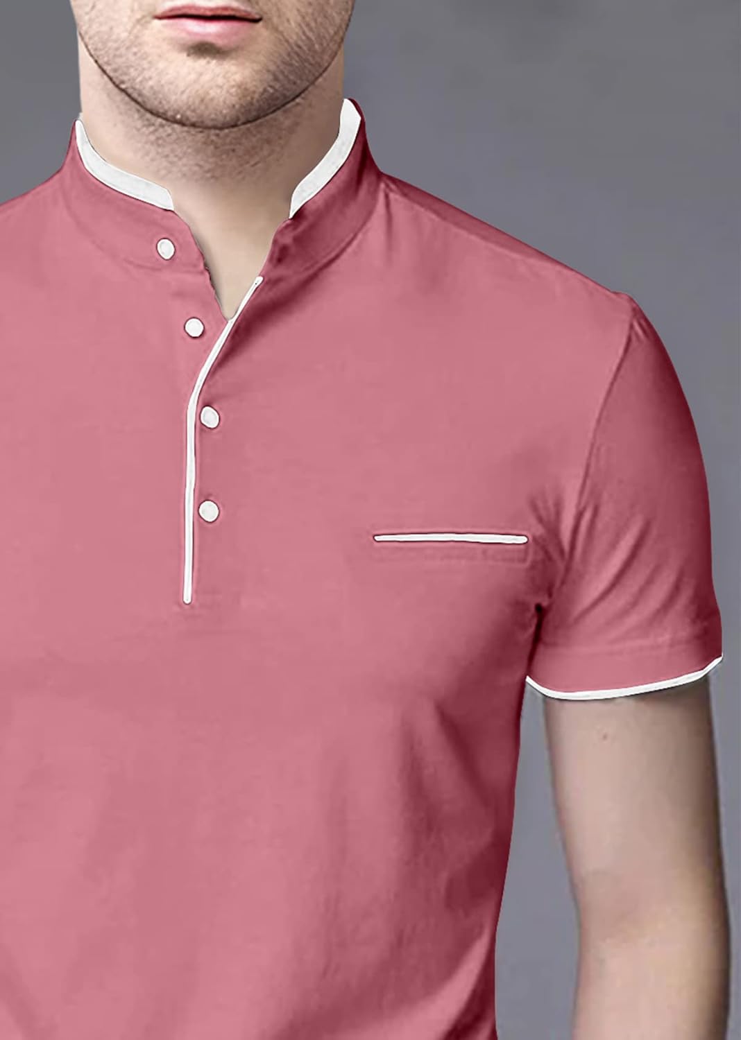 Half Sleeves Henley Regular Fit T-Shirt for Men - Image 6
