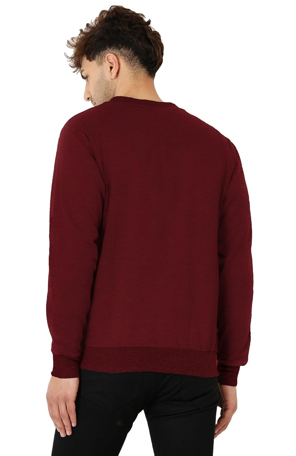 CASUAL JACKET for Men's Regular Fit Loopknit Bomber Jacket with Zipper Closure and 2 Side Pockets (Color Maroon) - Image 8