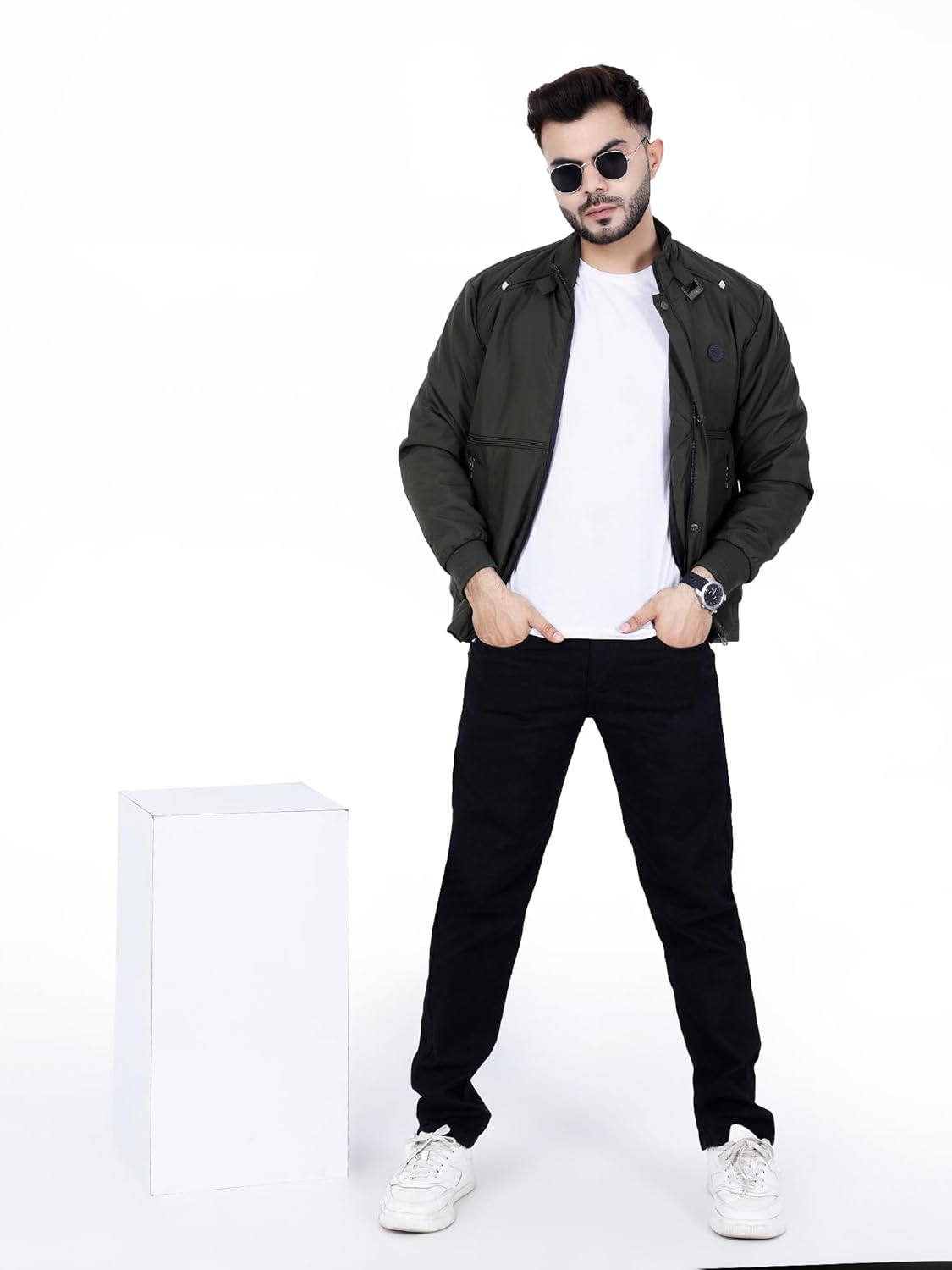 Full Sleeves Bomber Jacket for Men | TPU Men's Standing Collar Lightweight Winter Jacket, Regular Fit - Image 19