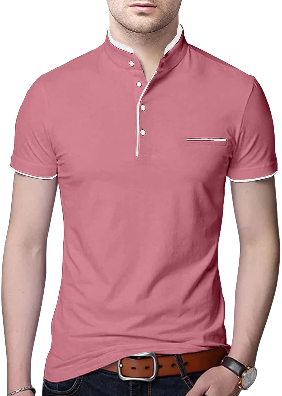 Half Sleeves Henley Regular Fit T-Shirt for Men - Image 5