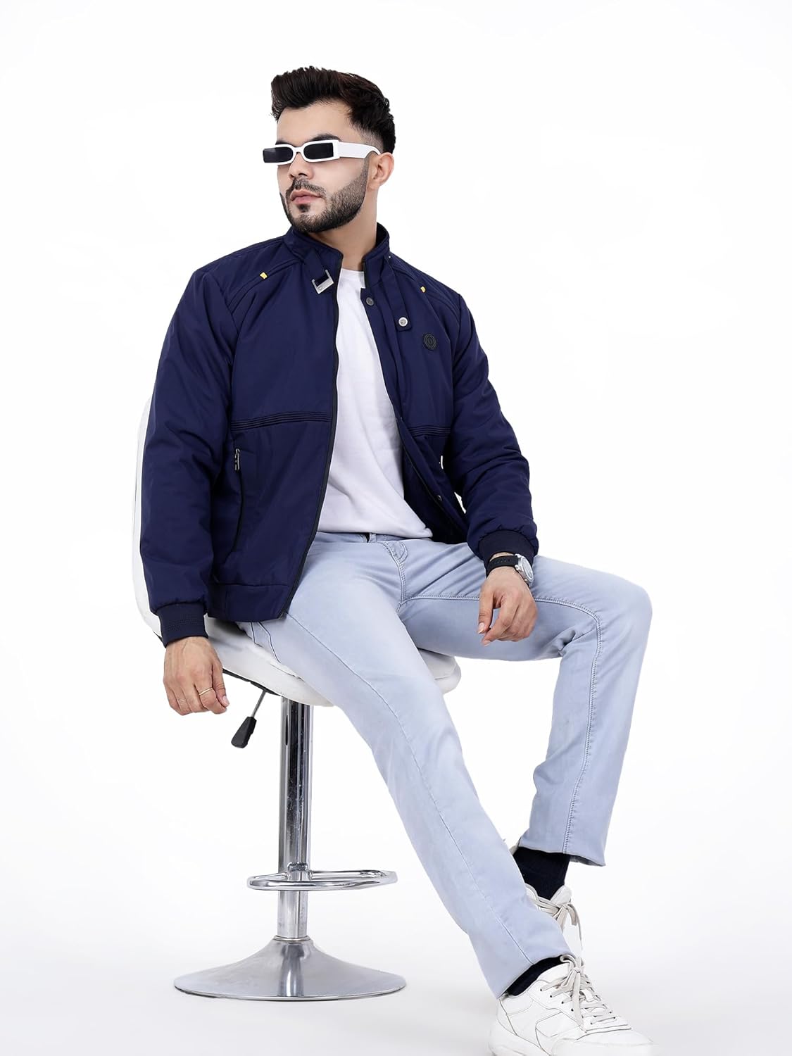Full Sleeves Bomber Jacket for Men | TPU Men's Standing Collar Lightweight Winter Jacket, Regular Fit - Image 3