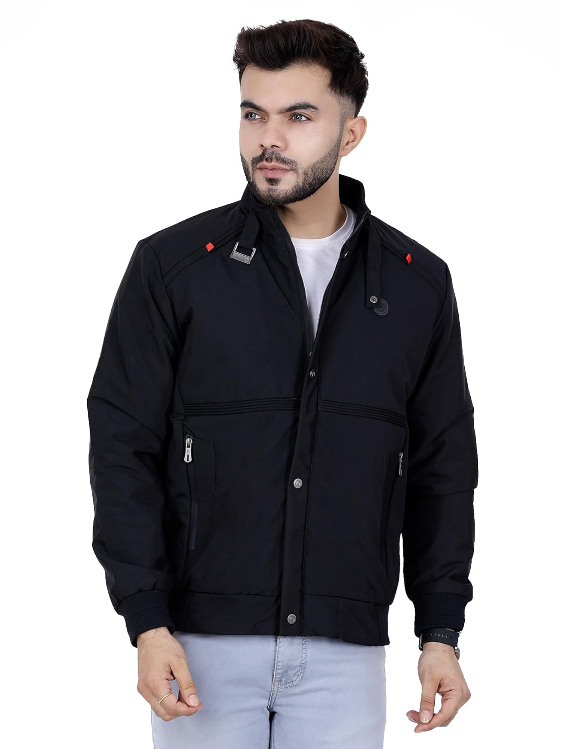 Full Sleeves Bomber Jacket for Men | TPU Men's Standing Collar Lightweight Winter Jacket, Regular Fit - Image 26