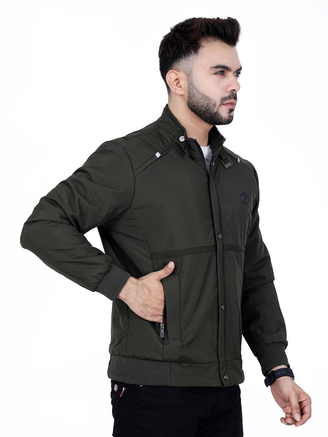 Full Sleeves Bomber Jacket for Men | TPU Men's Standing Collar Lightweight Winter Jacket, Regular Fit - Image 23