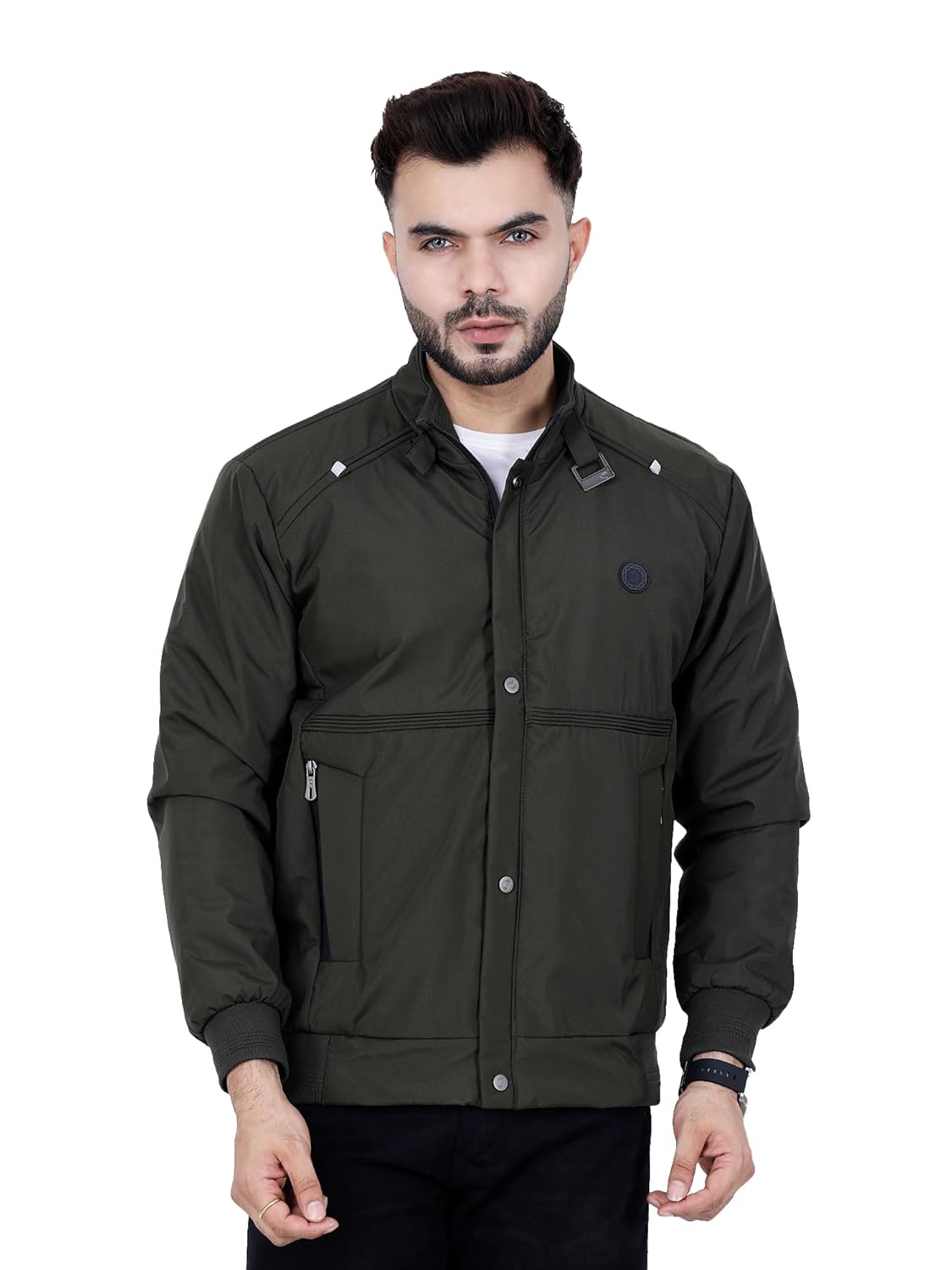 Full Sleeves Bomber Jacket for Men | TPU Men's Standing Collar Lightweight Winter Jacket, Regular Fit - Image 17