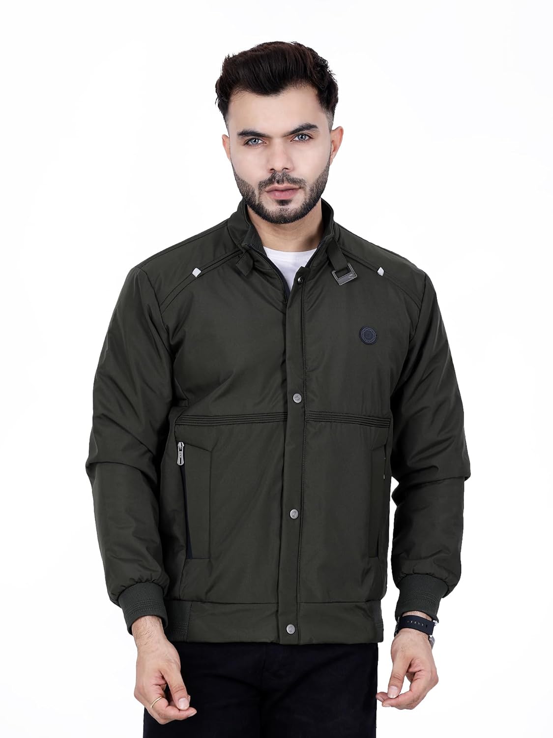 Full Sleeves Bomber Jacket for Men | TPU Men's Standing Collar Lightweight Winter Jacket, Regular Fit - Image 18