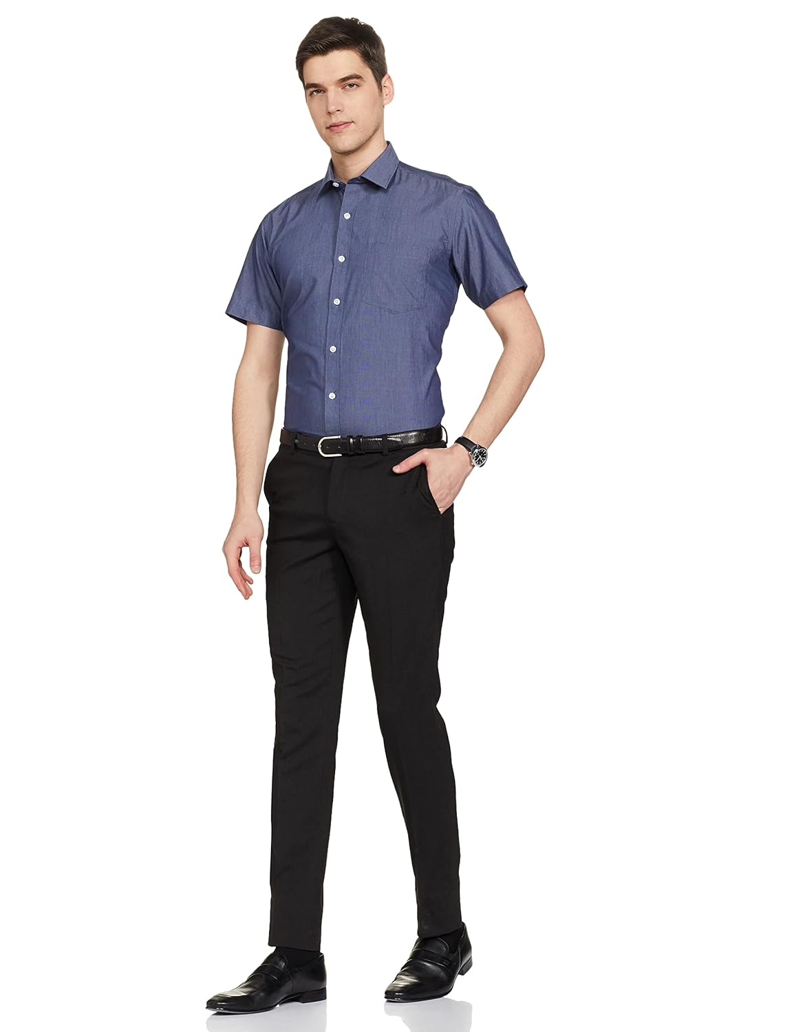 Men's Cotton Rich Formal Shirt | Plain | Half Sleeve - Regular Fit (Available in Plus Size) - Image 14