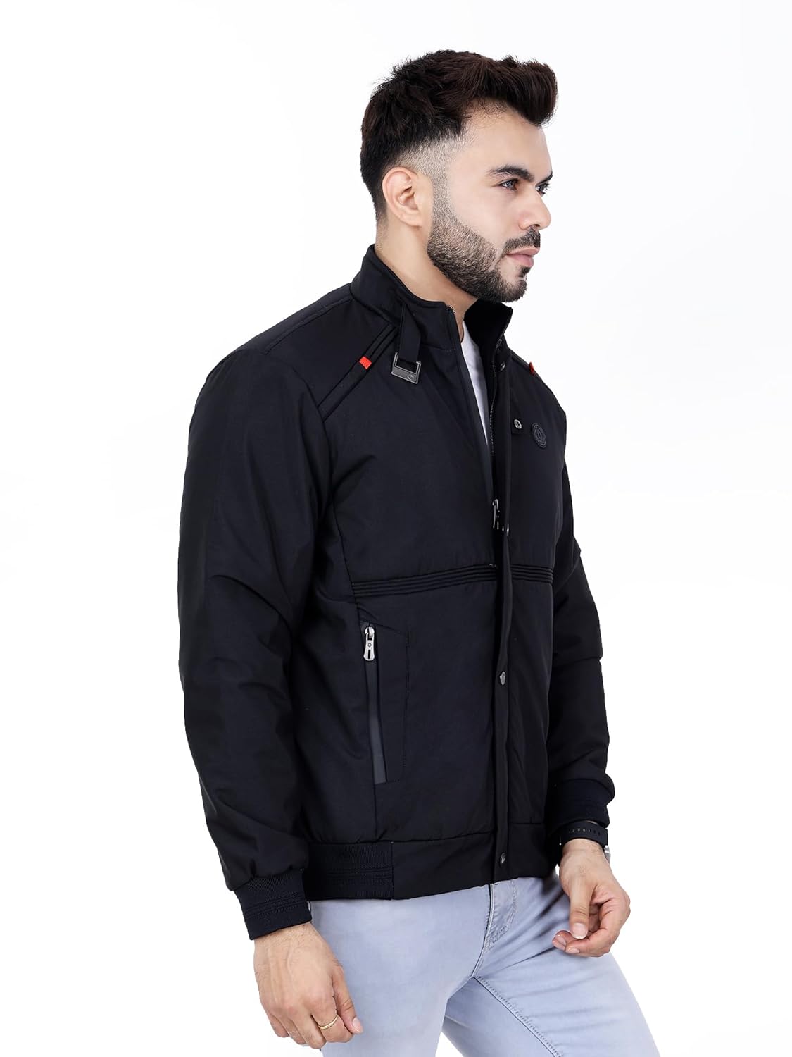 Full Sleeves Bomber Jacket for Men | TPU Men's Standing Collar Lightweight Winter Jacket, Regular Fit - Image 30