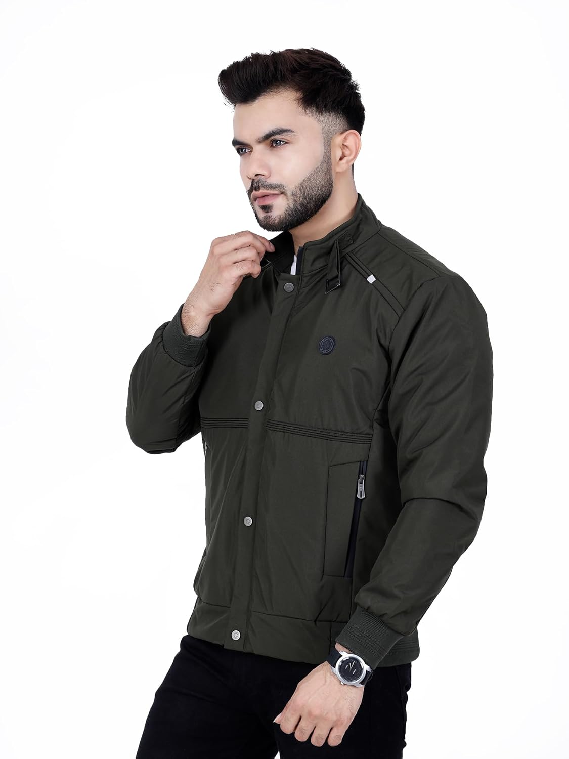 Full Sleeves Bomber Jacket for Men | TPU Men's Standing Collar Lightweight Winter Jacket, Regular Fit - Image 22