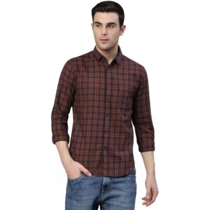 Men's Cotton Slim Fit Checkered Casual Shirt