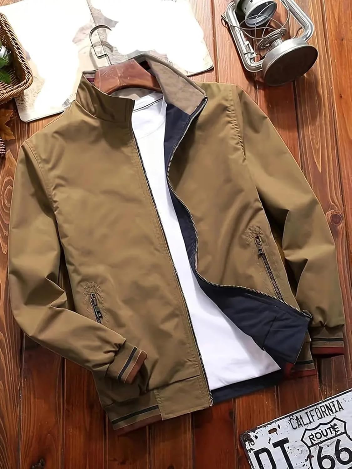 men jackets || bomber jacket for men || Lightweight Outwear Sportswear Polyester Standard Length Bomber Jacket - Image 7