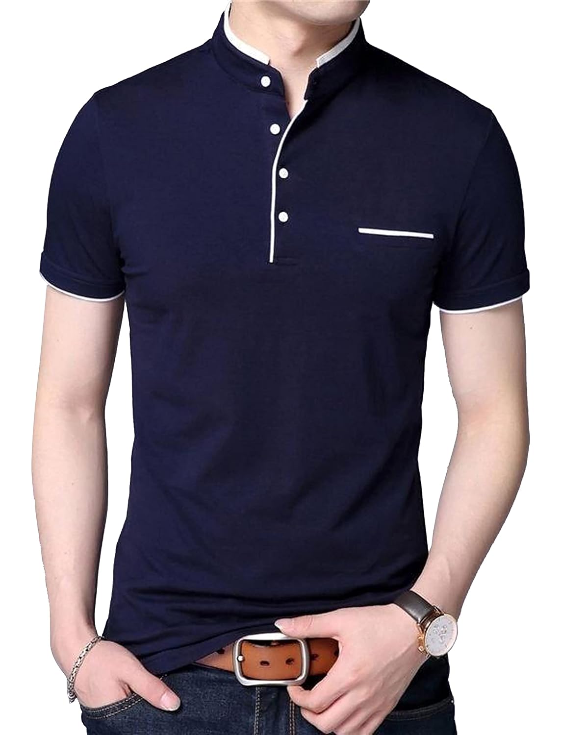 Half Sleeves Henley Regular Fit T-Shirt for Men - Image 7