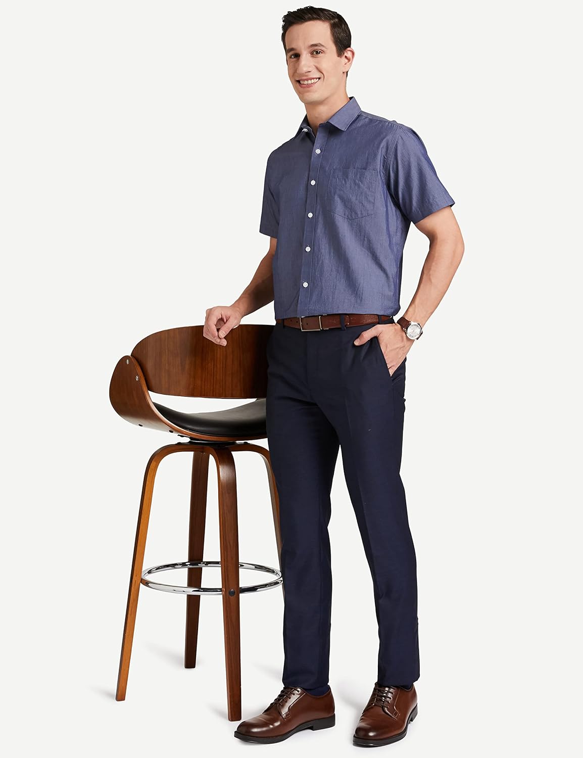 Men's Cotton Rich Formal Shirt | Plain | Half Sleeve - Regular Fit (Available in Plus Size) - Image 10