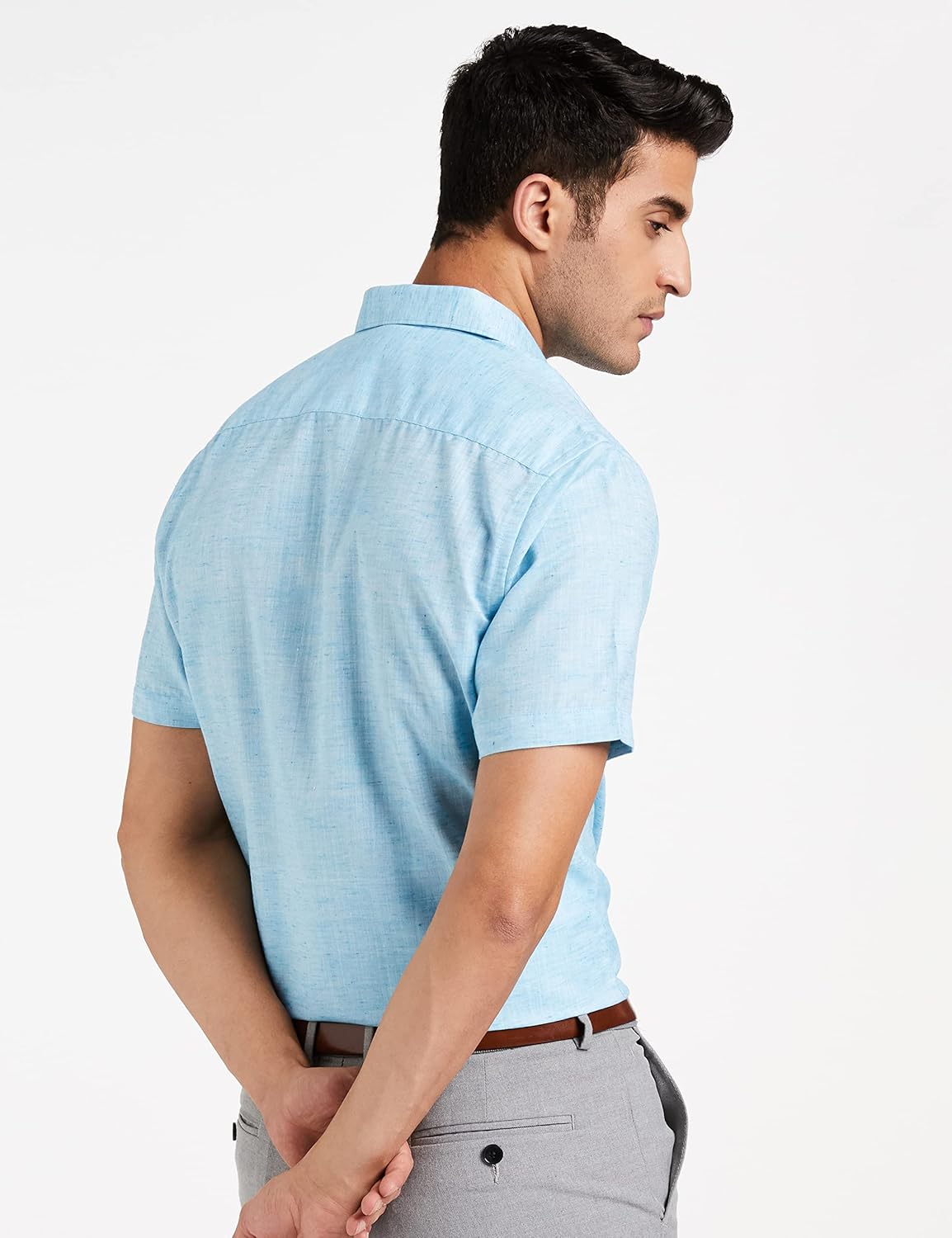 Men's Solid Regular Fit Formal Shirt (DCMFH02RC17KA2-739A_Sky Blue_44) - Image 2