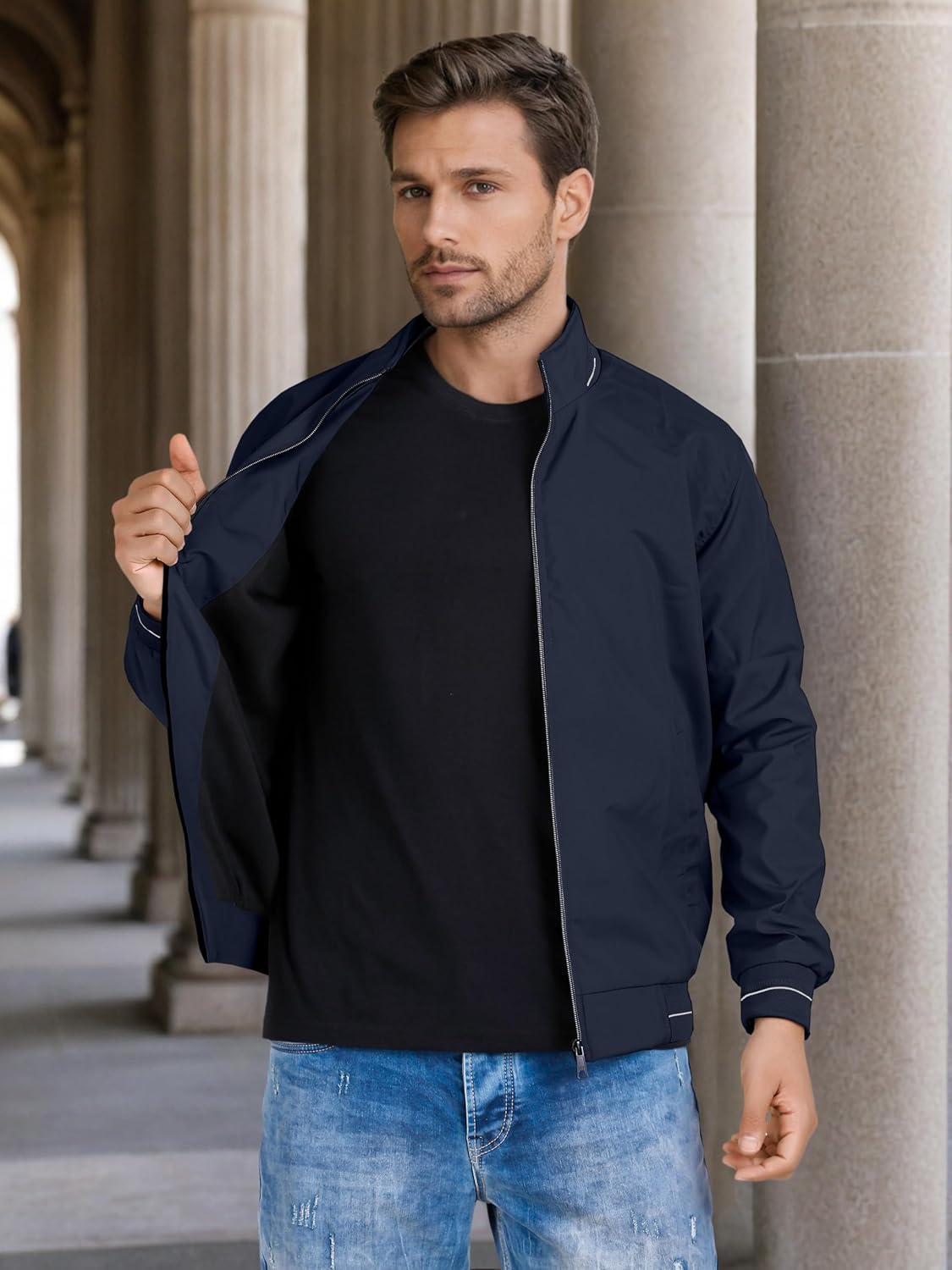 Men's Bomber Jacket | Lightweight Casual Zip-Up Jacket | Stylish Slim Fit Outerwear for All Seasons - Image 3