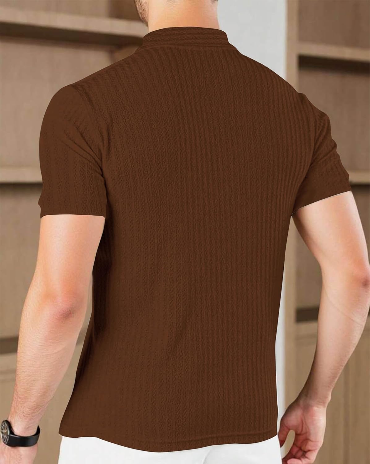 Polo T-Shirt for Men with Zipper Neck || Texture Fabric Polo Tshirt - Image 7
