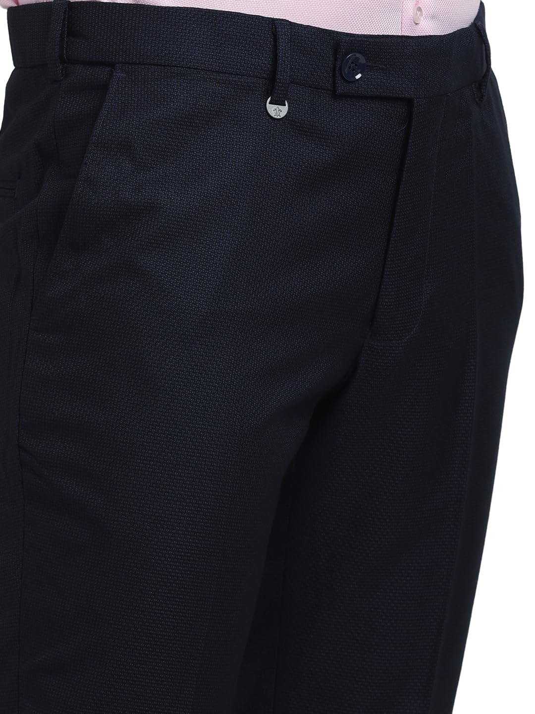 Men Poly Viscose Tailored Fit Dark Blue Three Piece Party Suits - Image 4