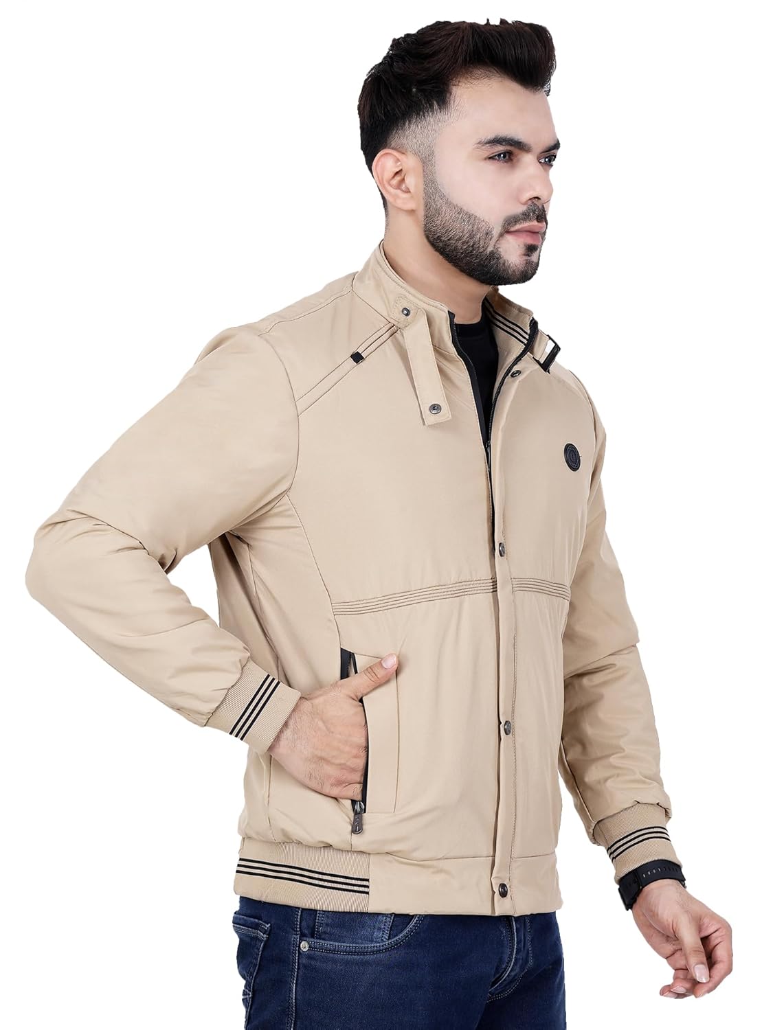 Full Sleeves Bomber Jacket for Men | TPU Men's Standing Collar Lightweight Winter Jacket, Regular Fit - Image 14