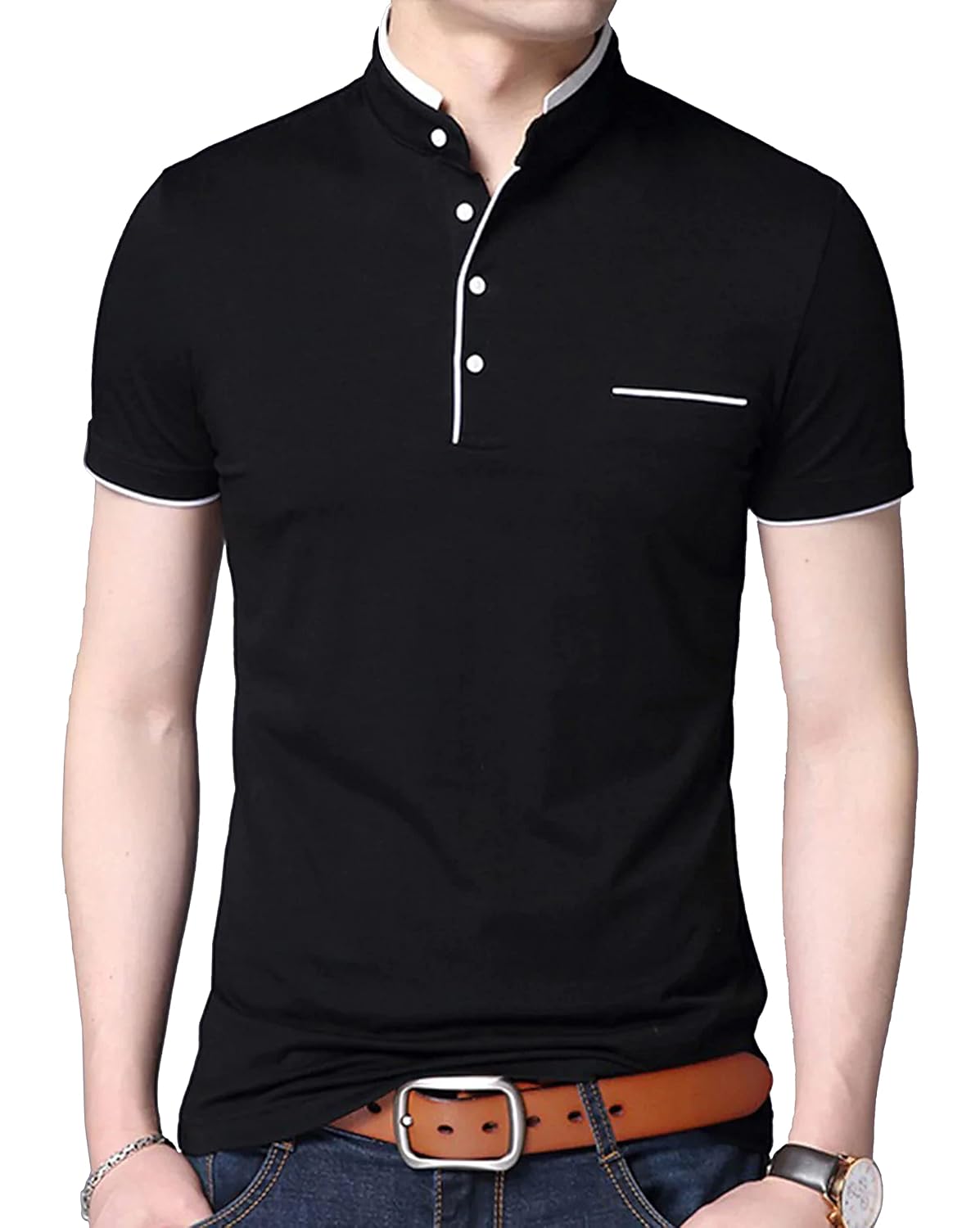 Half Sleeves Henley Regular Fit T-Shirt for Men