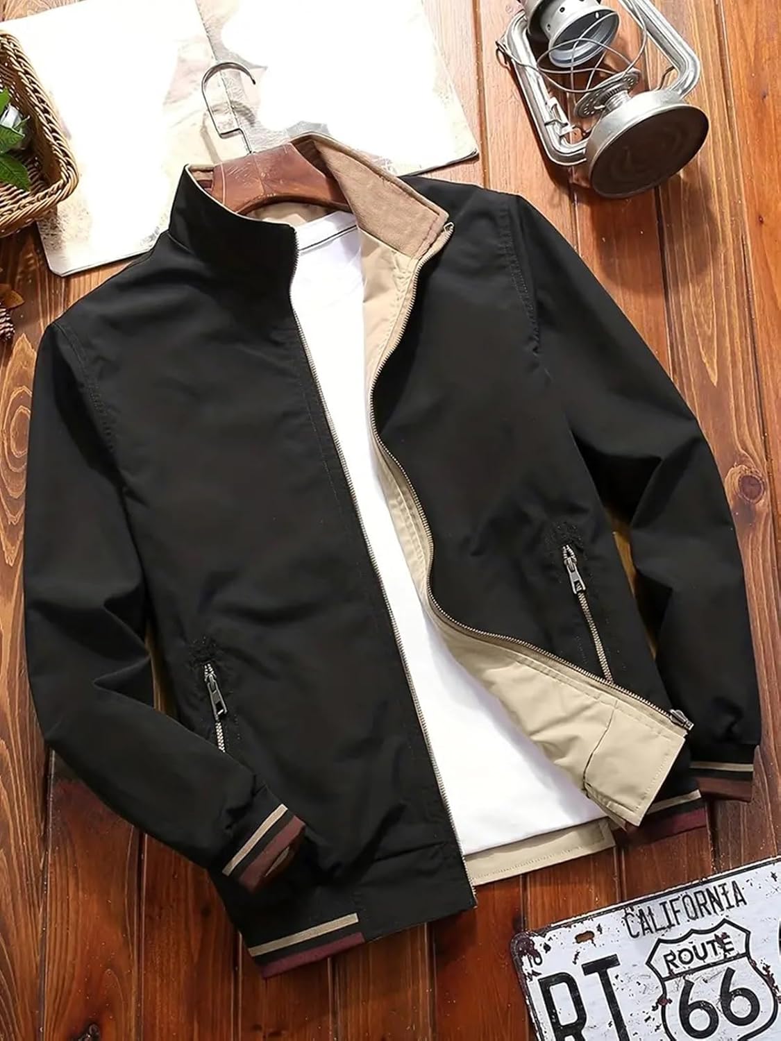 men jackets || bomber jacket for men || Lightweight Outwear Sportswear Polyester Standard Length Bomber Jacket - Image 2