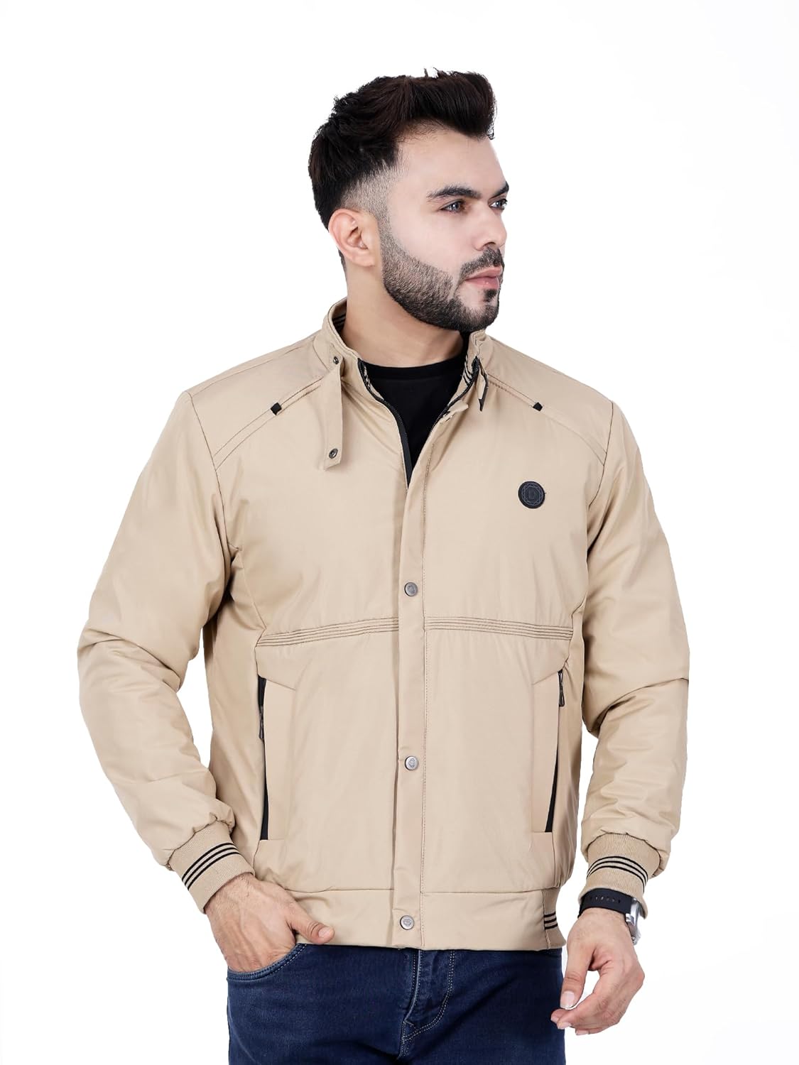Full Sleeves Bomber Jacket for Men | TPU Men's Standing Collar Lightweight Winter Jacket, Regular Fit - Image 10
