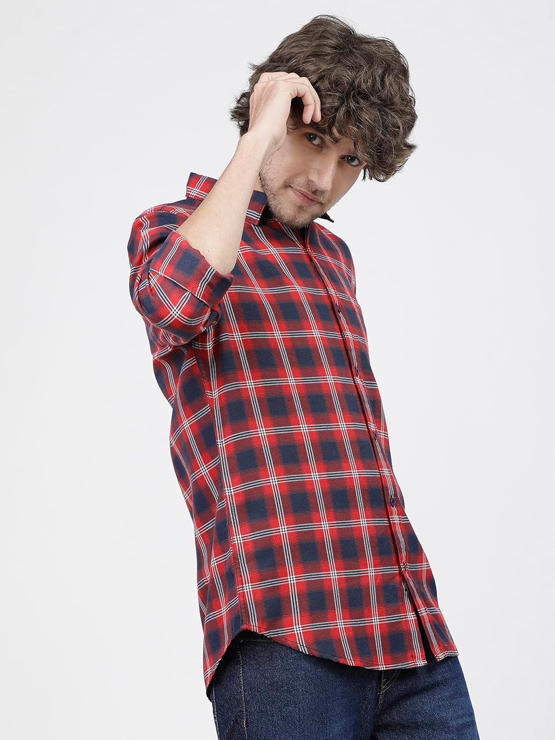 Men Polycotton Slim Fit Checked Full Sleeve Shirt - Image 16