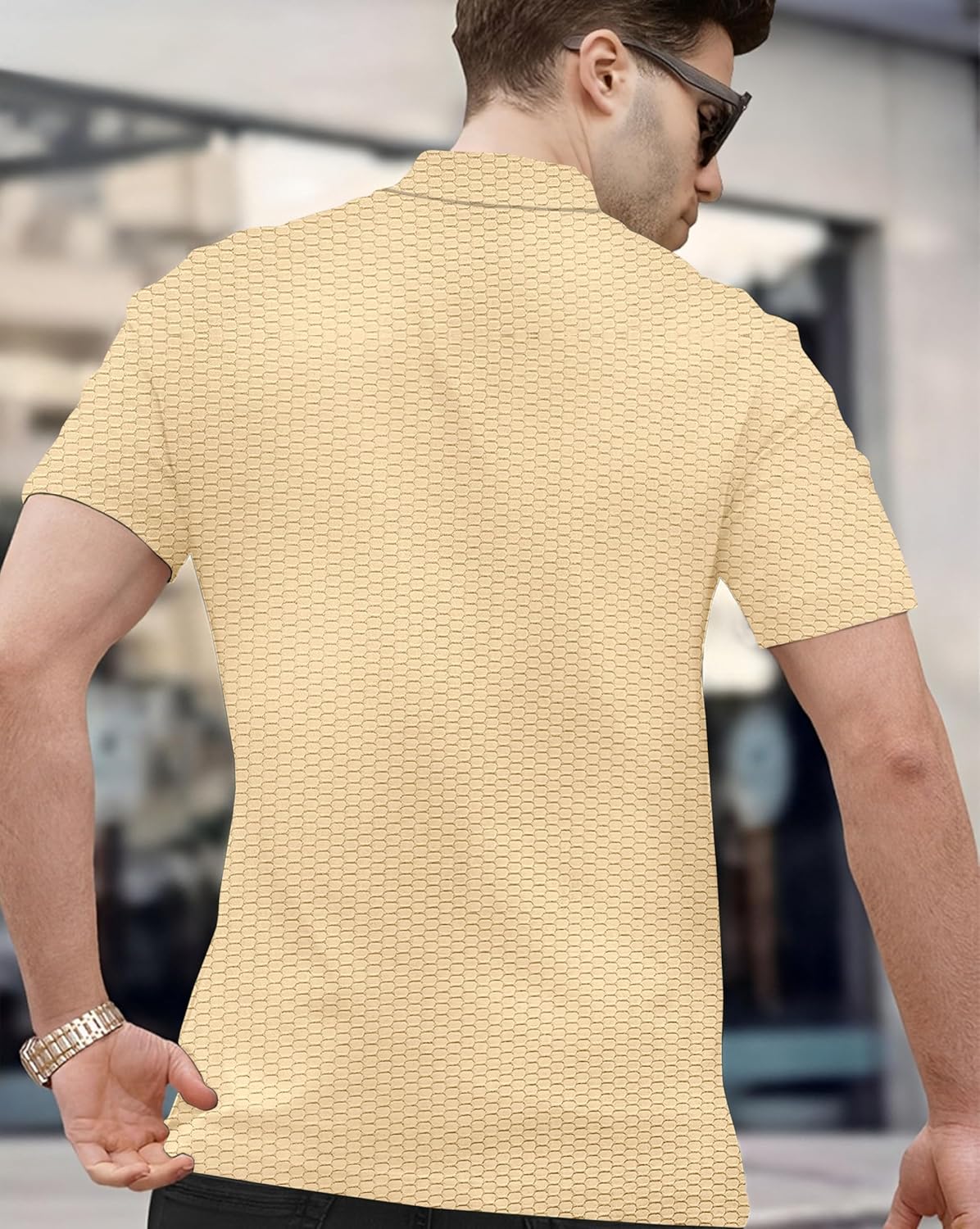 Zipper Polo T-Shirt for Mens in Texure Fabric - Image 13