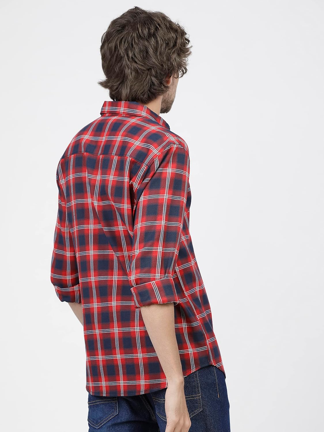Men Polycotton Slim Fit Checked Full Sleeve Shirt - Image 14