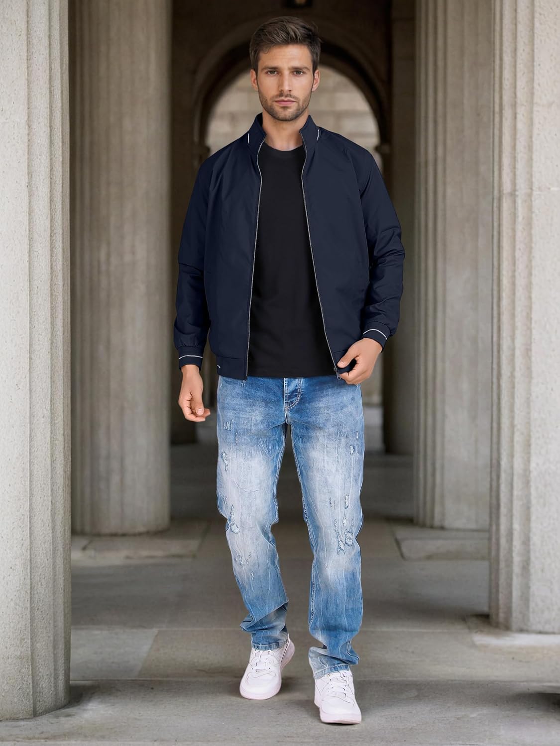 Men's Bomber Jacket | Lightweight Casual Zip-Up Jacket | Stylish Slim Fit Outerwear for All Seasons - Image 2