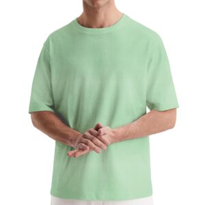 Men's Cotton Oversized Fit Waffle Knit T-Shirt Oversized T Shirts Drop Shoulder Tshirt Loose Fit T Shirt | Waffle Knit T-Shirt