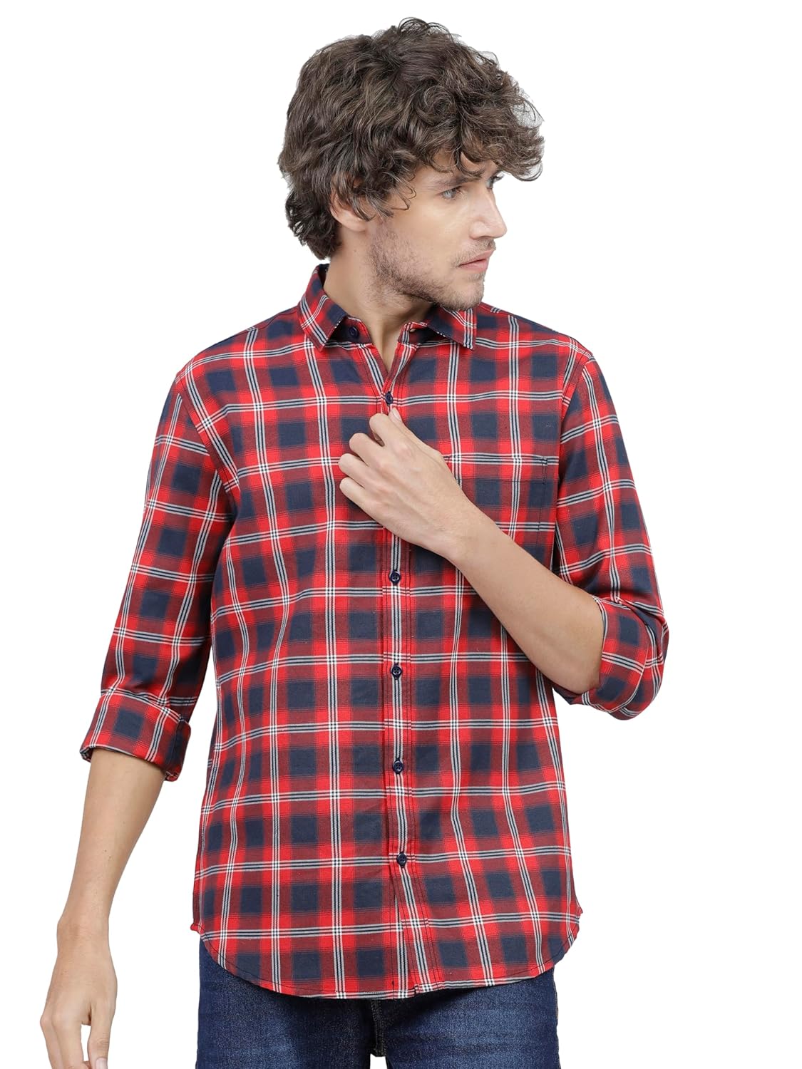 Men Polycotton Slim Fit Checked Full Sleeve Shirt - Image 12