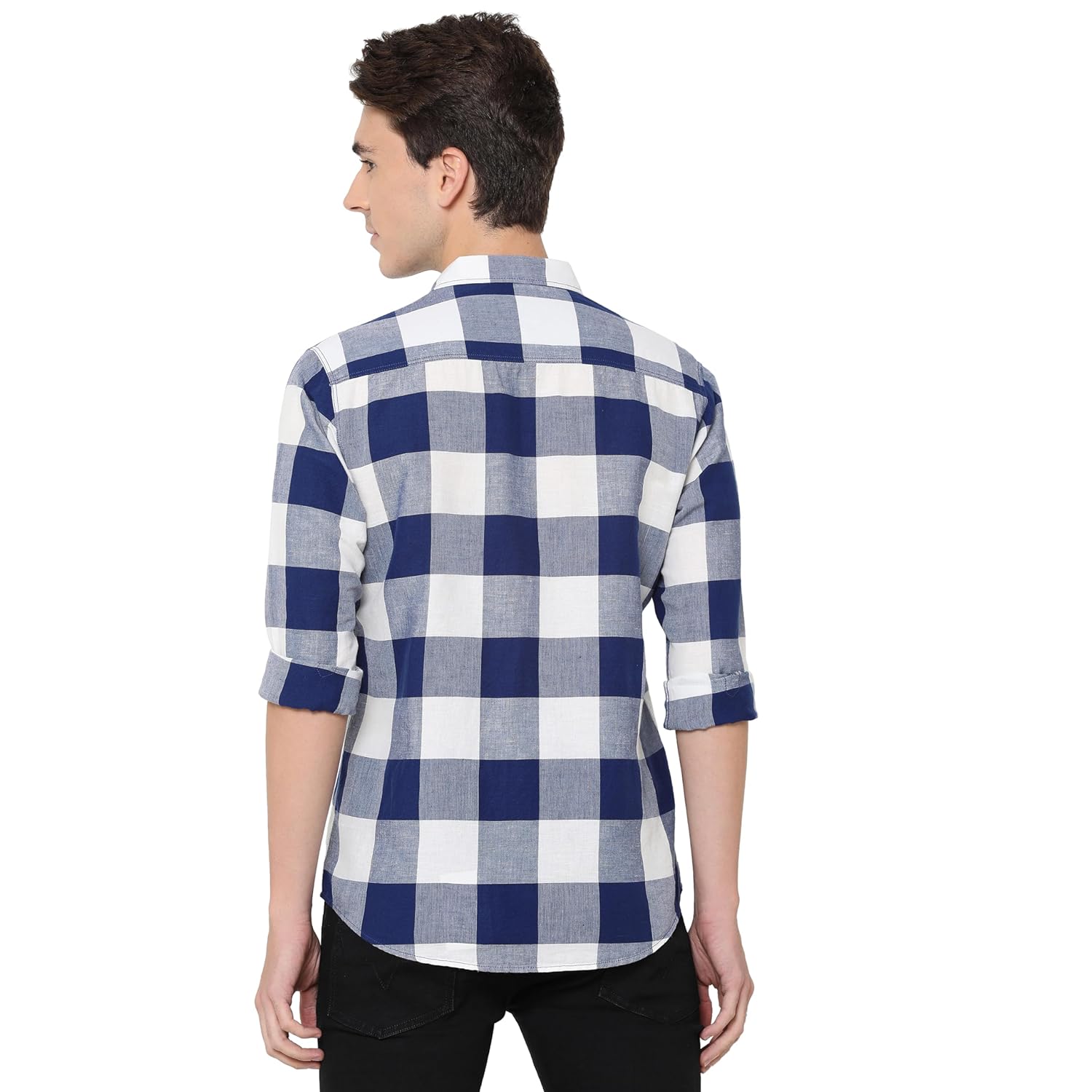 Checks Cotton Linen Blend Regular Fit Mens Casual Shirt - Image 2