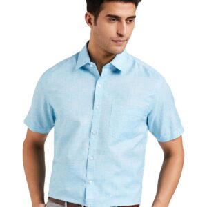 Men's Solid Regular Fit Formal Shirt (DCMFH02RC17KA2-739A_Sky Blue_44)