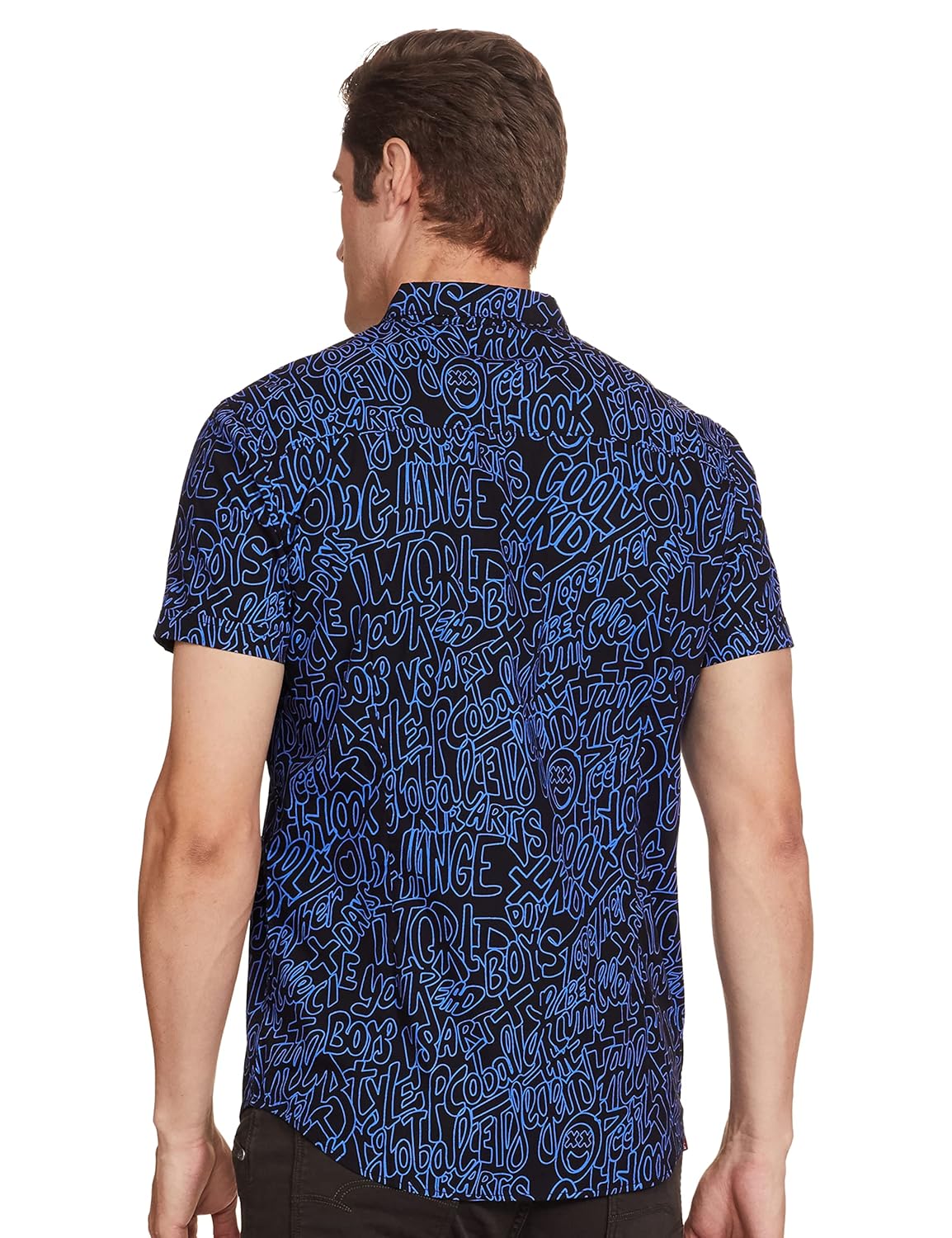 Men Cotton Slim Fit Printed Half Sleeve Shirt - Image 2