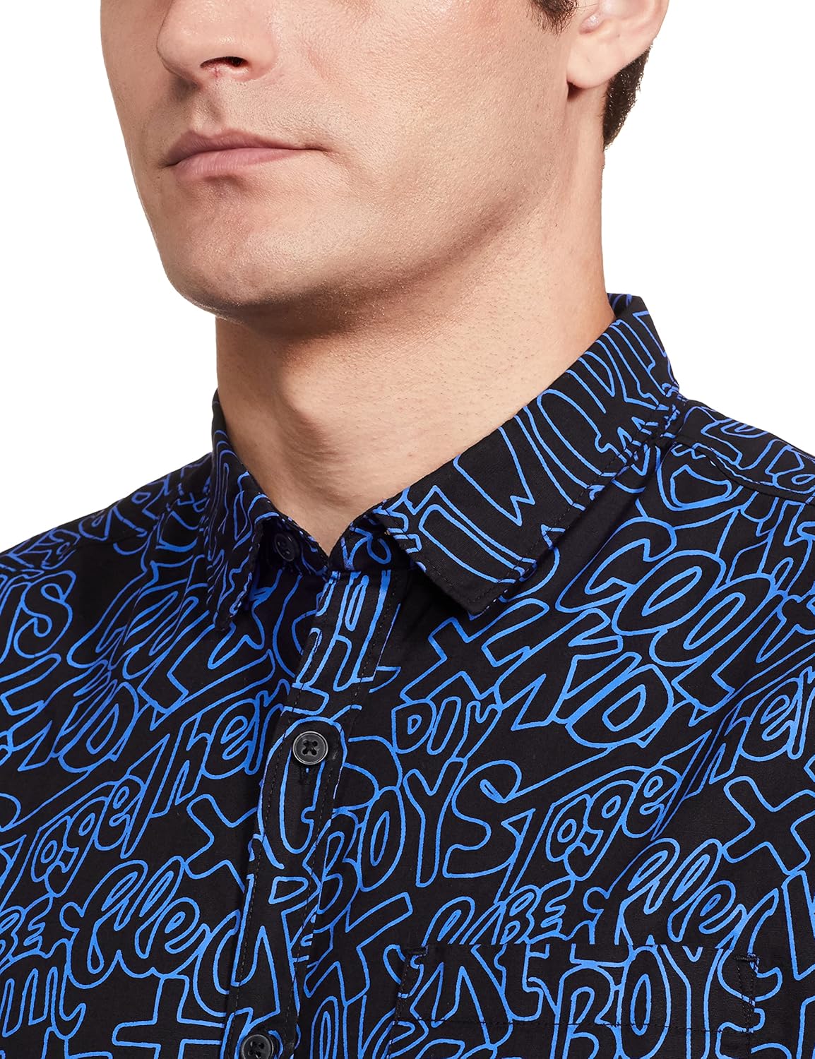 Men Cotton Slim Fit Printed Half Sleeve Shirt - Image 3