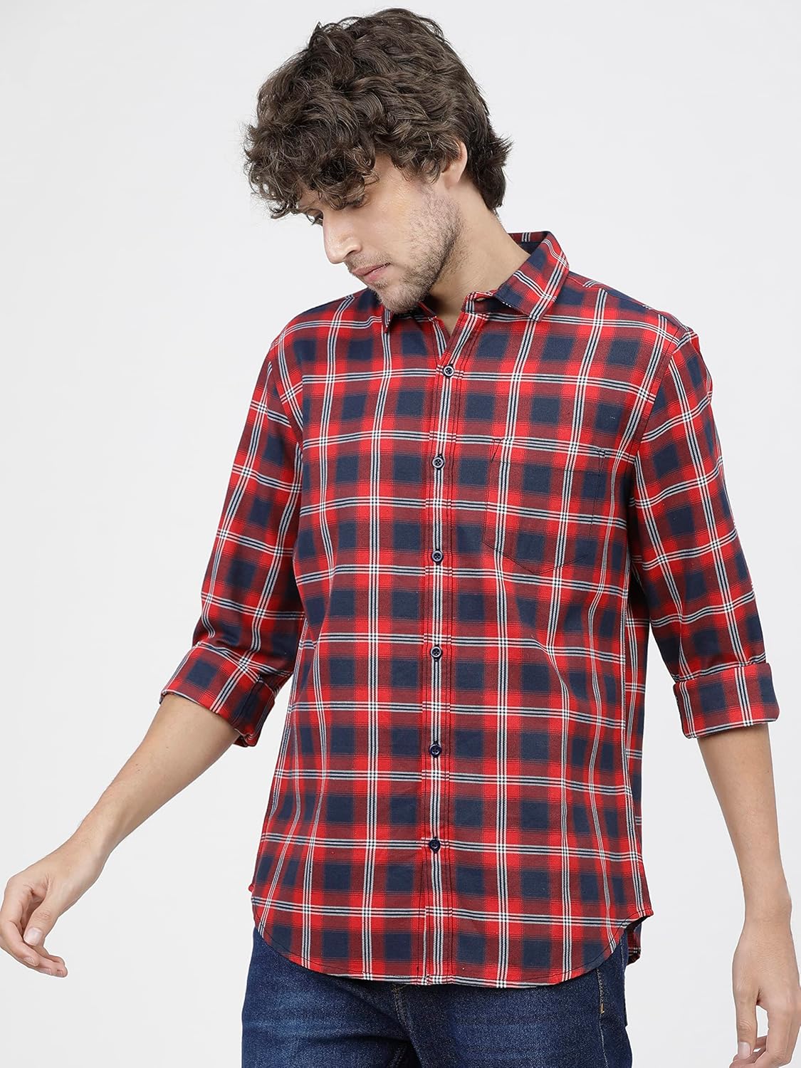 Men Polycotton Slim Fit Checked Full Sleeve Shirt - Image 15