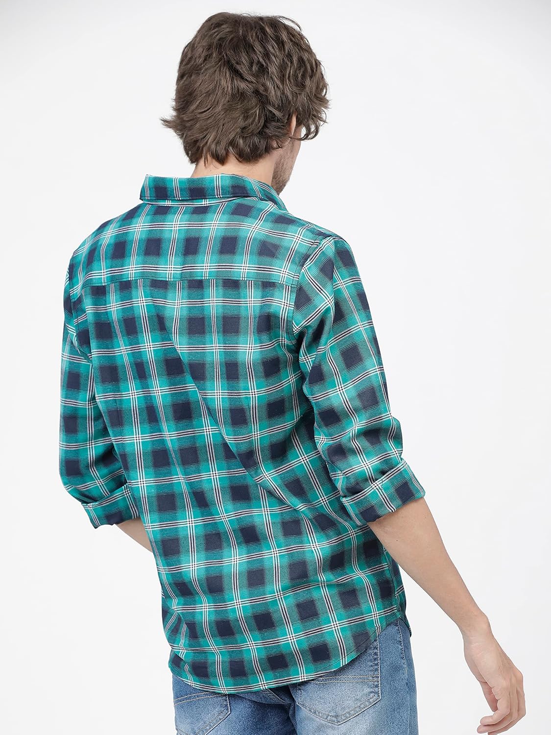 Men Polycotton Slim Fit Checked Full Sleeve Shirt - Image 8