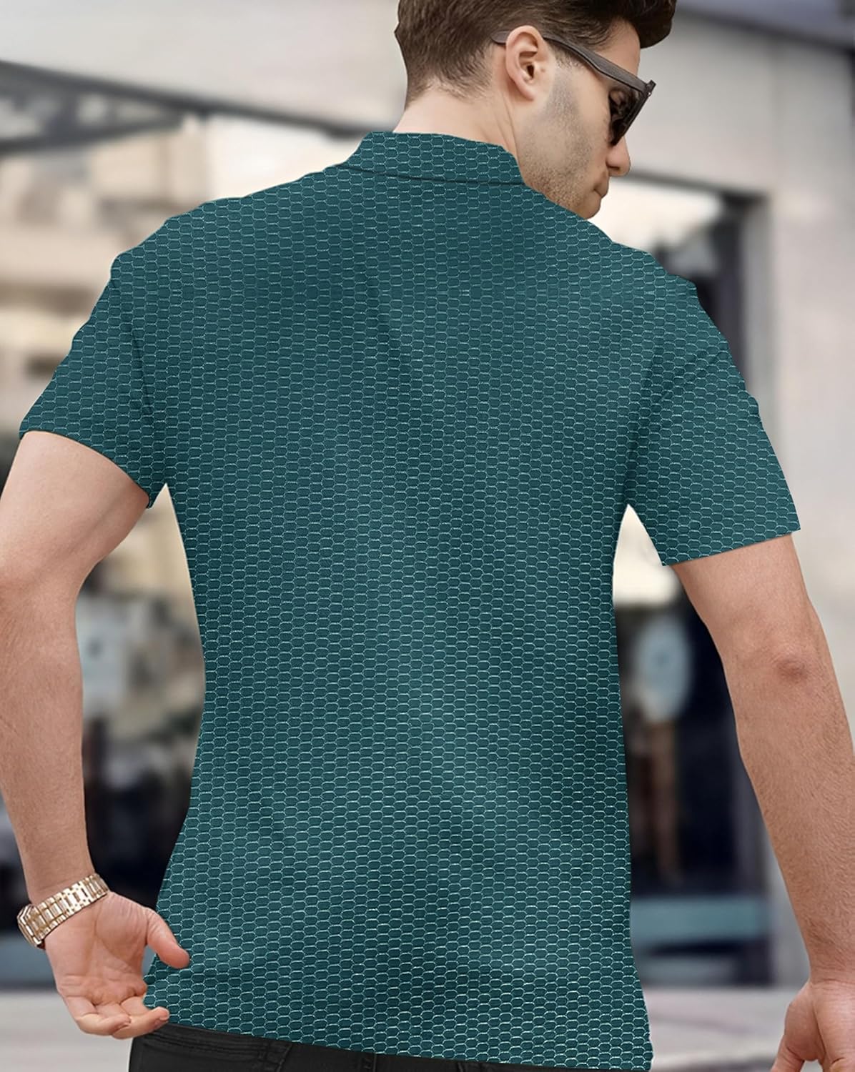 Zipper Polo T-Shirt for Mens in Texure Fabric - Image 18
