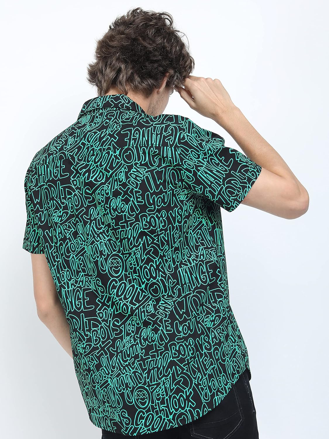Men Cotton Slim Fit Printed Half Sleeve Shirt - Image 8