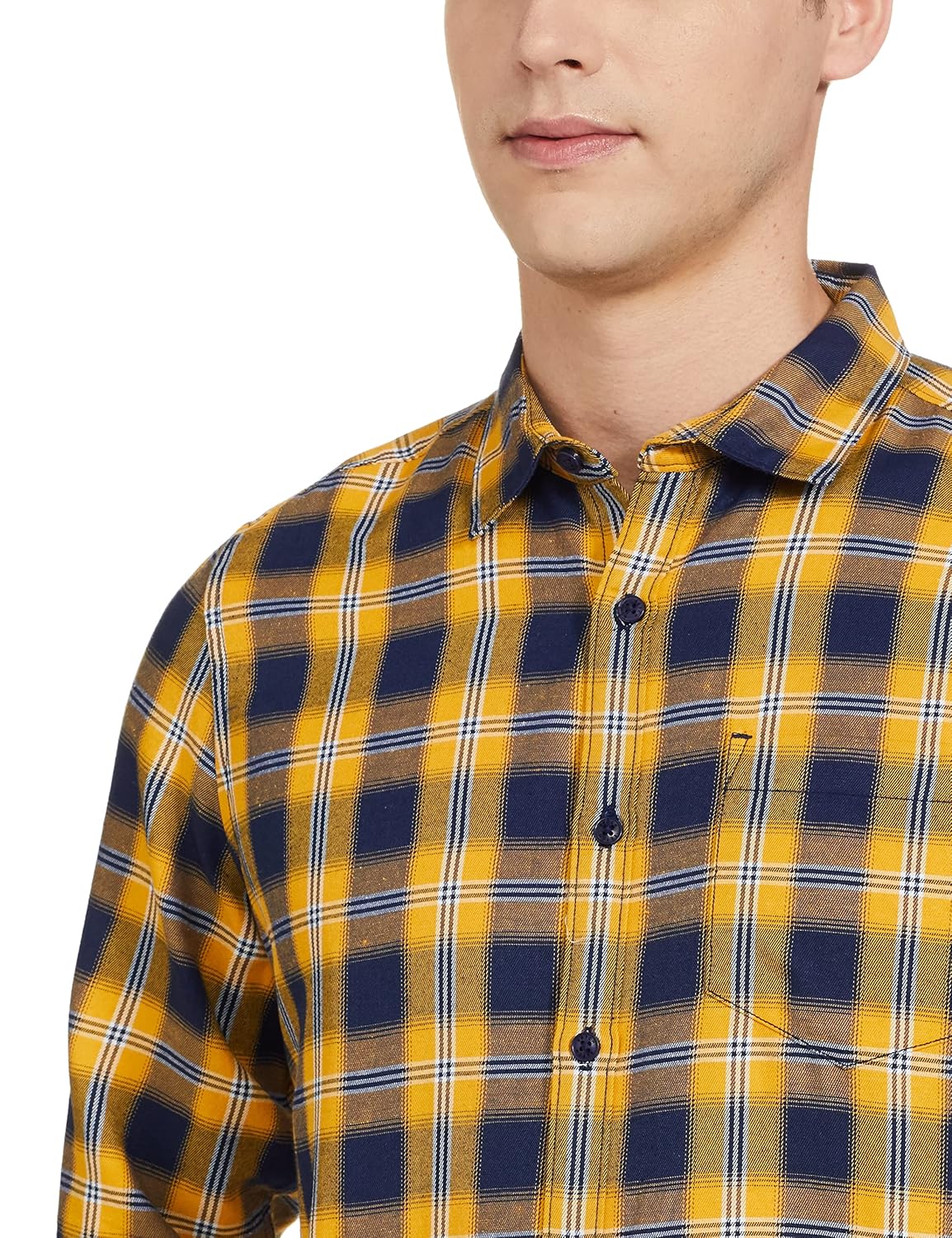 Men Polycotton Slim Fit Checked Full Sleeve Shirt - Image 3