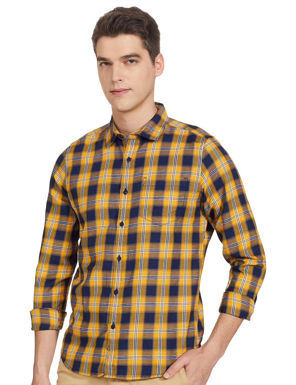 Men Polycotton Slim Fit Checked Full Sleeve Shirt