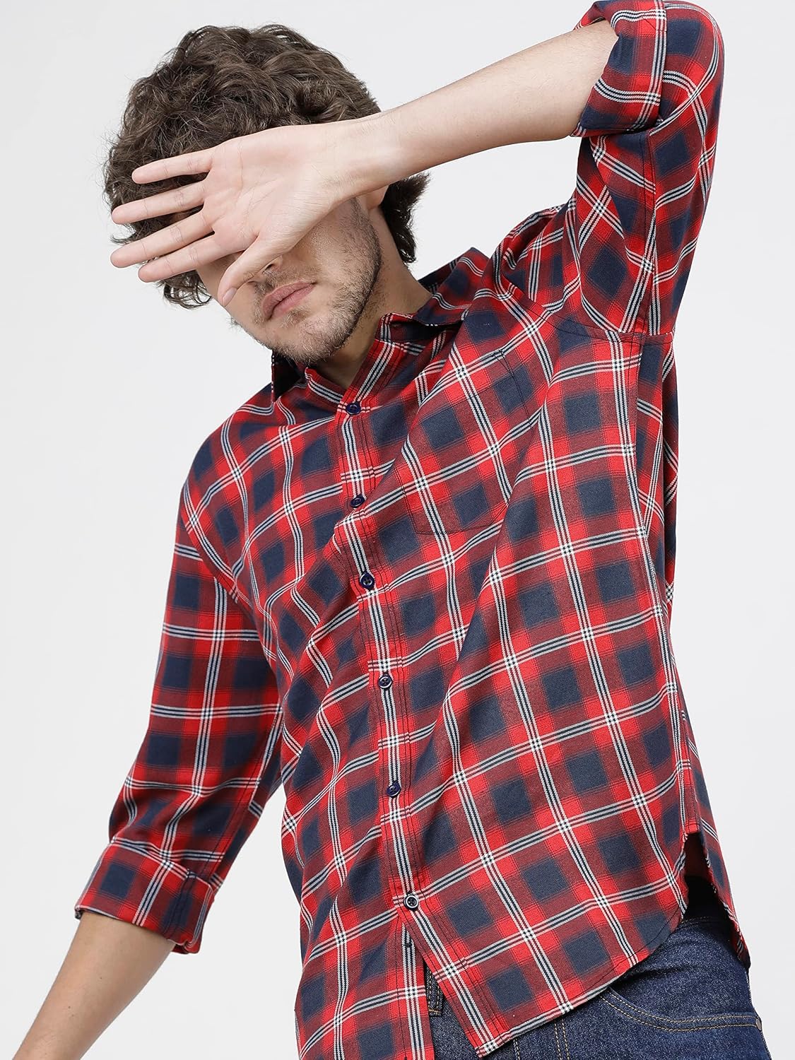 Men Polycotton Slim Fit Checked Full Sleeve Shirt - Image 13