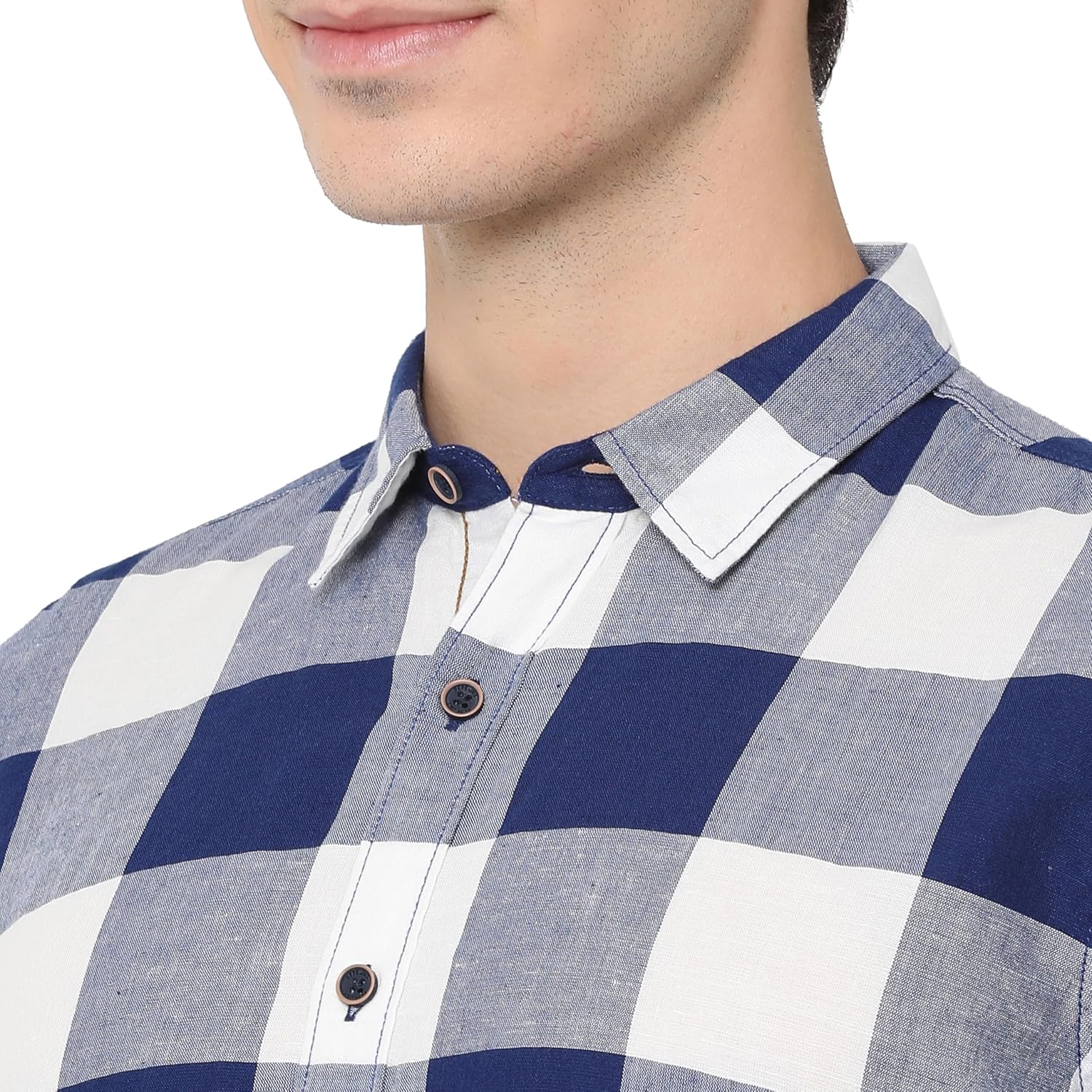 Checks Cotton Linen Blend Regular Fit Mens Casual Shirt - Image 6