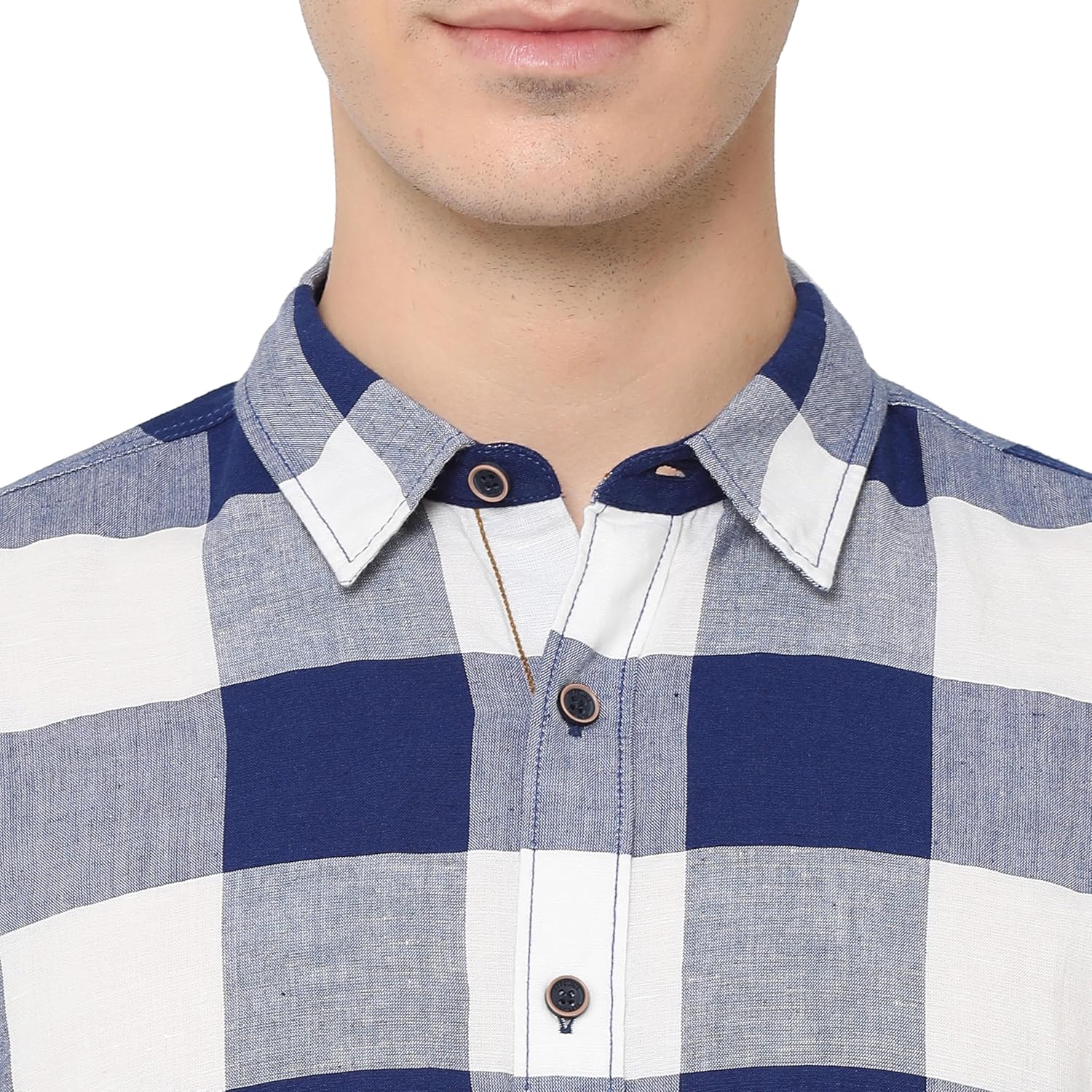 Checks Cotton Linen Blend Regular Fit Mens Casual Shirt - Image 5