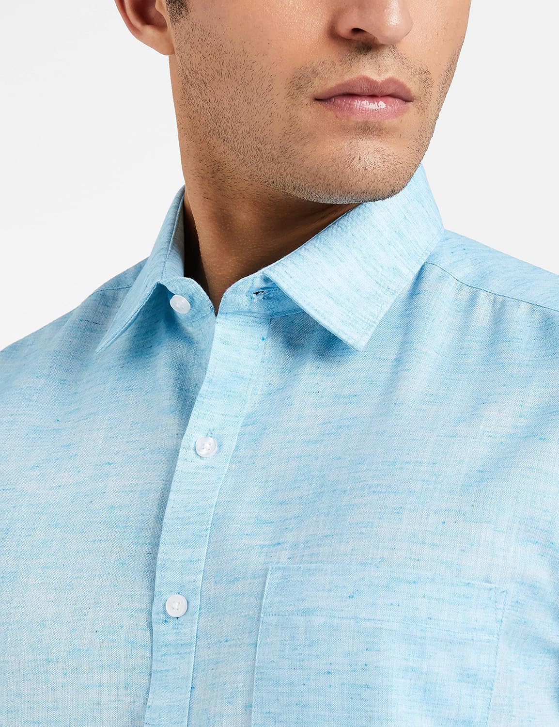 Men's Solid Regular Fit Formal Shirt (DCMFH02RC17KA2-739A_Sky Blue_44) - Image 4