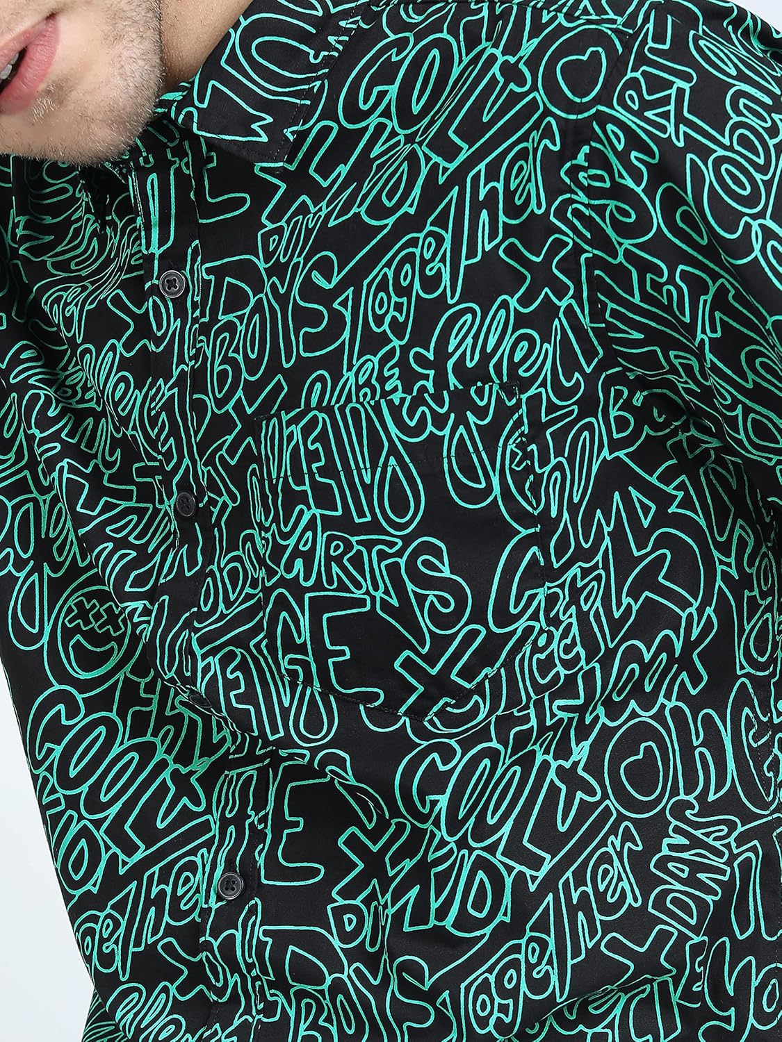 Men Cotton Slim Fit Printed Half Sleeve Shirt - Image 10
