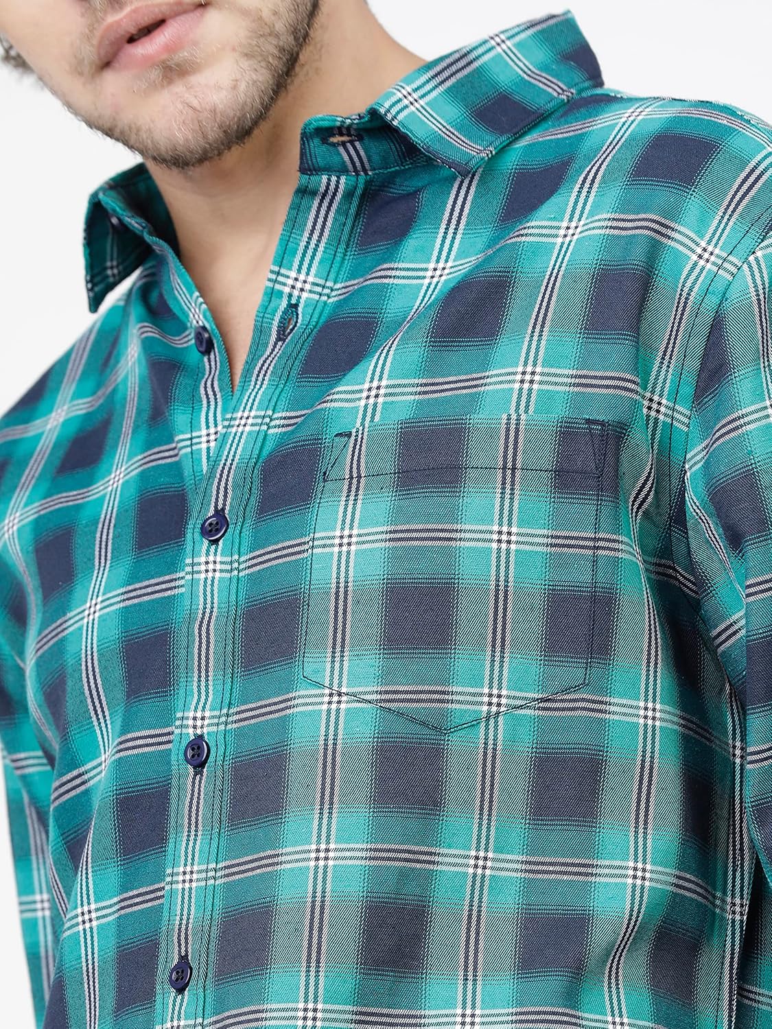 Men Polycotton Slim Fit Checked Full Sleeve Shirt - Image 11