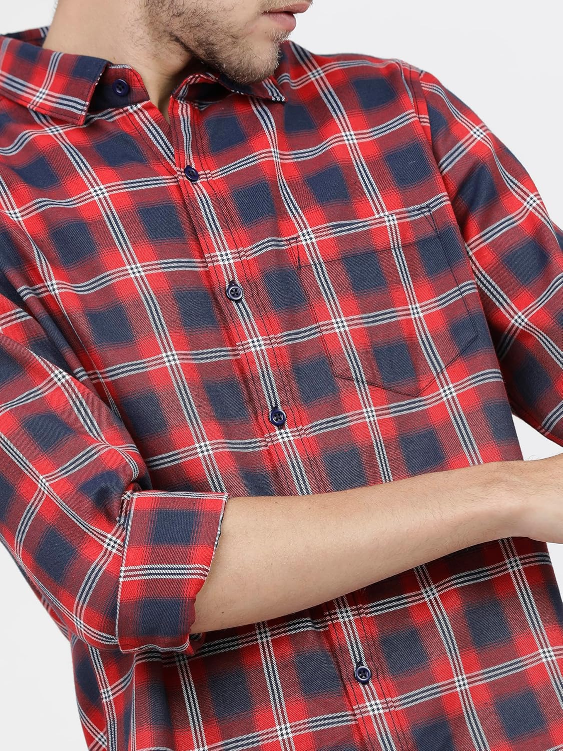 Men Polycotton Slim Fit Checked Full Sleeve Shirt - Image 18